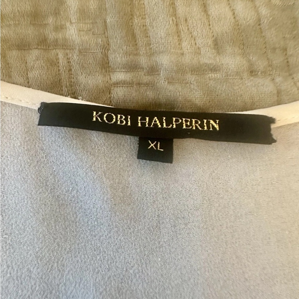 EUC KOBI HALPERIN Women Jona Silk  White Black Lace Two Layer Blouse Sz XL - Picture 7 of 13